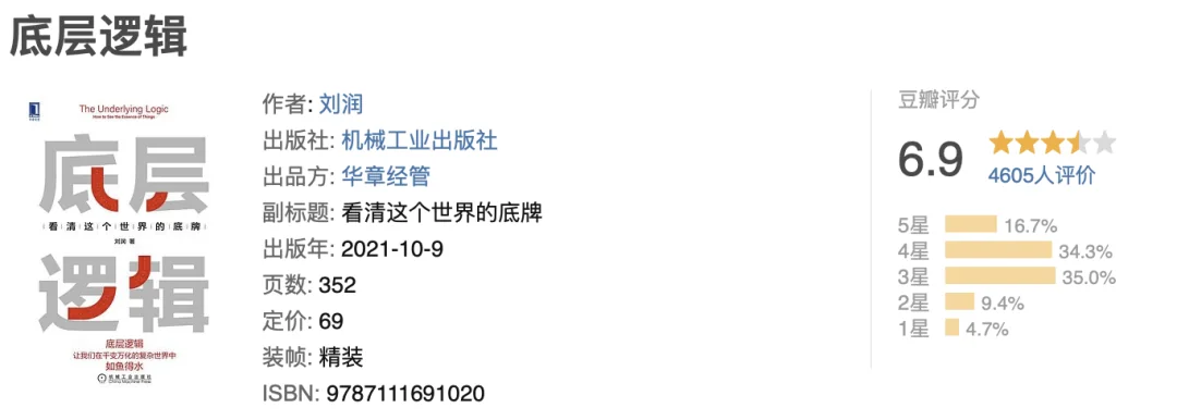 《底层逻辑》豆瓣图书信息
